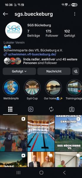 Instagram-Kanal der SGS Bückeburg